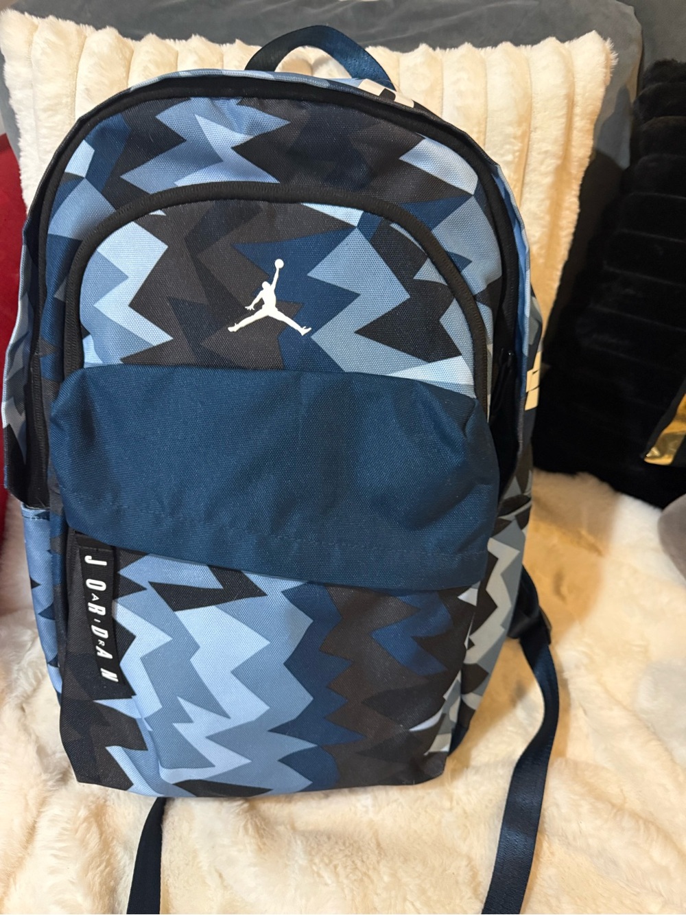 Jordan Men's Navy and Light Blue Geometric Backpack